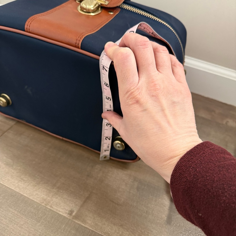 Vintage Sears Travel Train Case Bag Cosmetic Hard Case Wipeable Leather‎ Navy - Picture 14 of 16